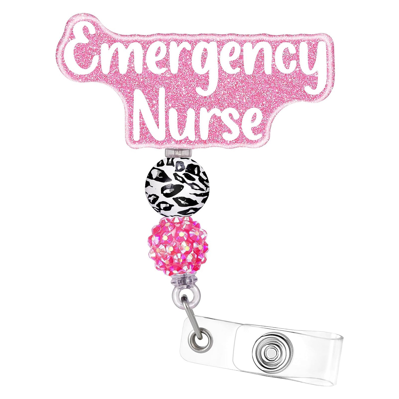 Wholesale Badge Reels Rainbow Cow Acrylic Beaded Ball Badge Scroll Retractable Keychain